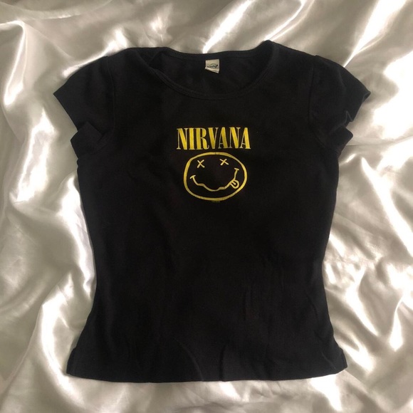 Tops - vintage y2k nirvana baby tee (2003) 🖤
